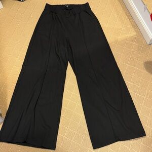 Universal Standard Black Palazzo Wide-Leg Pinstripe Pants